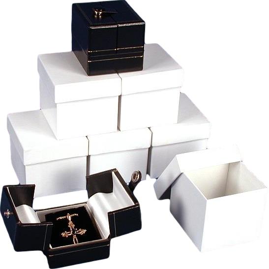 6 Earring Boxes Black & White Snap Lid Gift Display Box