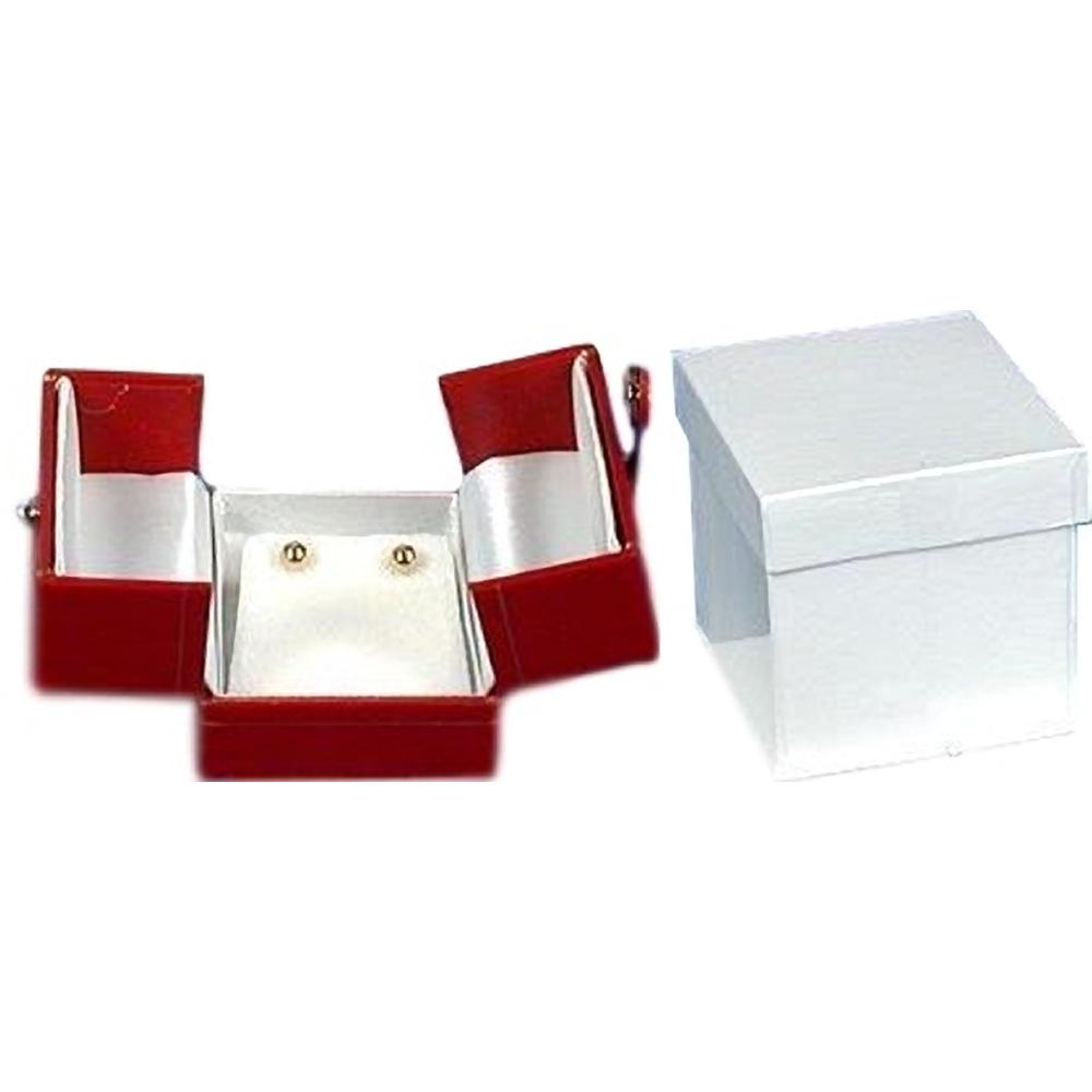 Earring Snap Lid Gift Box Red Faux Leather 2" (Only 1 Box)