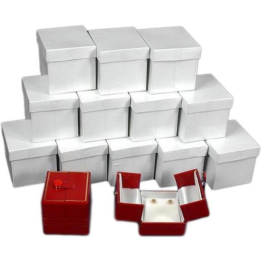 12 Red Earring Gift Boxes w/Snap Lids 2"