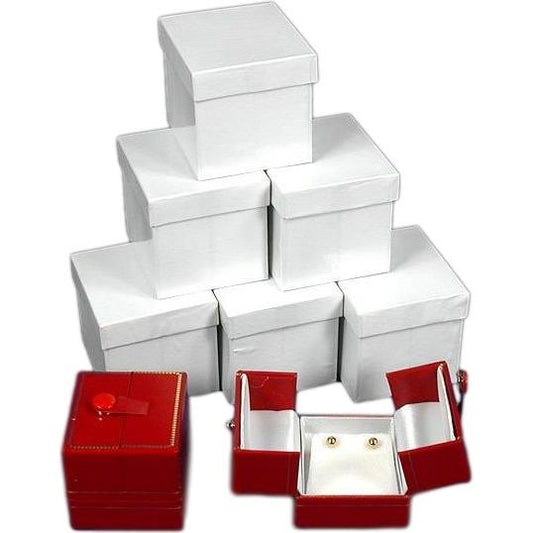 6 Red Earring Gift Boxes w/Snap Lids 2"