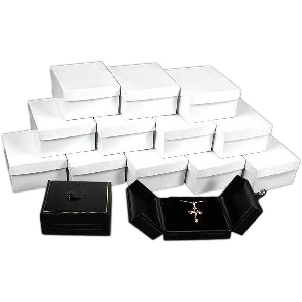 12 Black Pendant Gift Boxes w/Snap Lids 3 1/2"