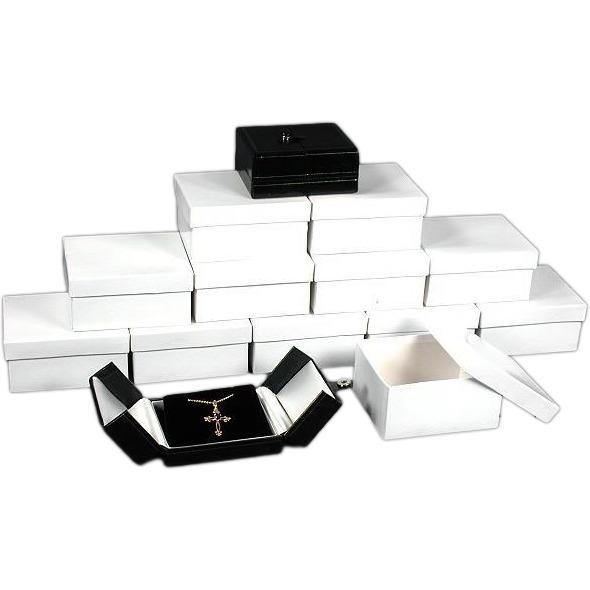 12 Earring Pendant Boxes Black Leather Gift Display Box