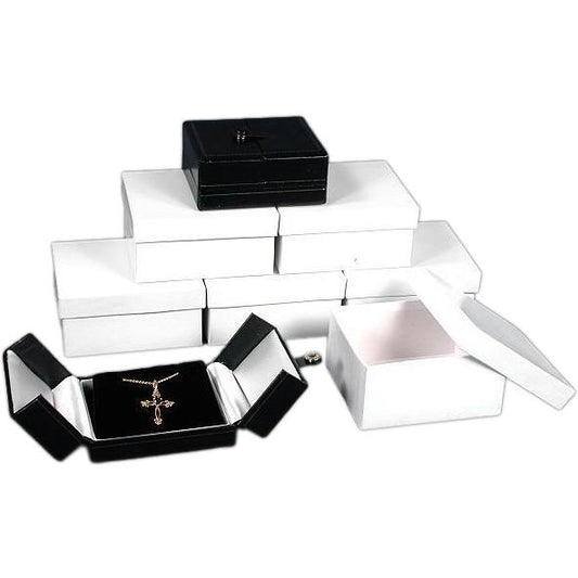 6 Earring Pendant Boxes Black Leather Gift Case Display
