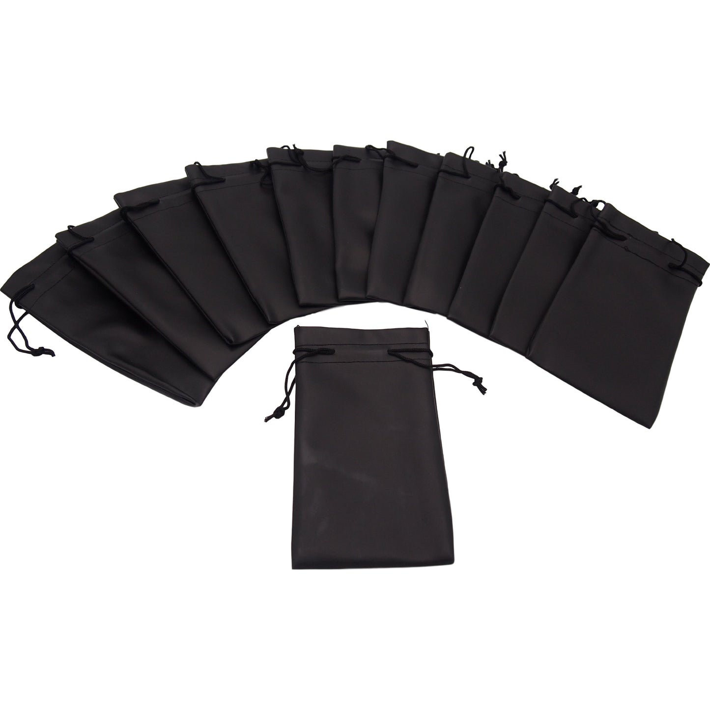 48 Black Faux Leather Drawstring Pouches Jewelers Bags