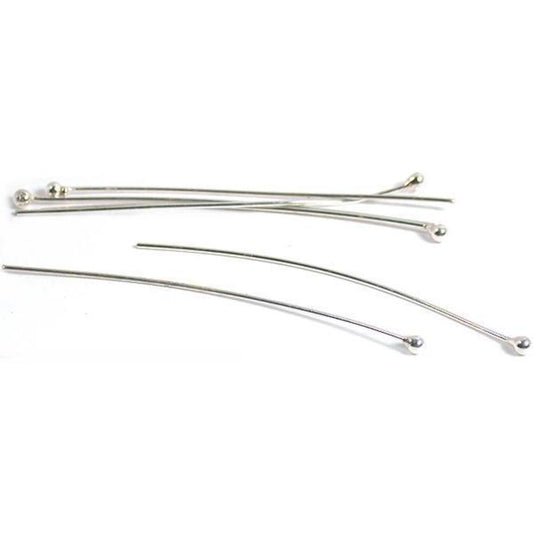 Head Pins Sterling Silver 25 Gauge 1 1/2" 6Pcs