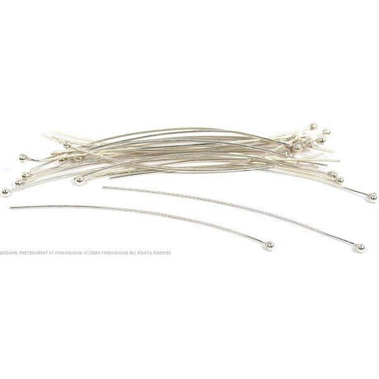 24 Head Pins Sterling Silver Jewelry Part Hat Stick Pin 2"