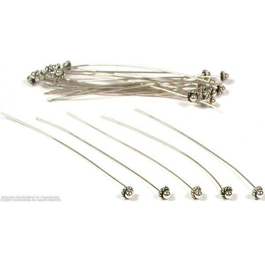 24 Sterling Silver Bali Head Pins Earring Jewelry Making 24 Gauge 2"