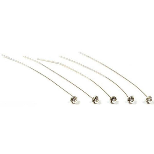 Head Pins Sterling Silver 24 Gauge 2" 5Pcs