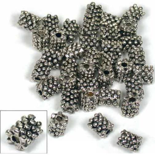 Bali Tube Nickel Plated Beads 7mm 36Pcs