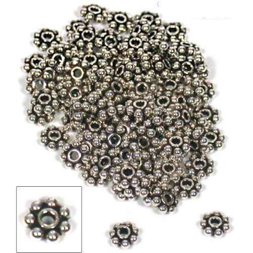 144 Nickel Plated Flower Bali Spacer Beads 5 x 1mm