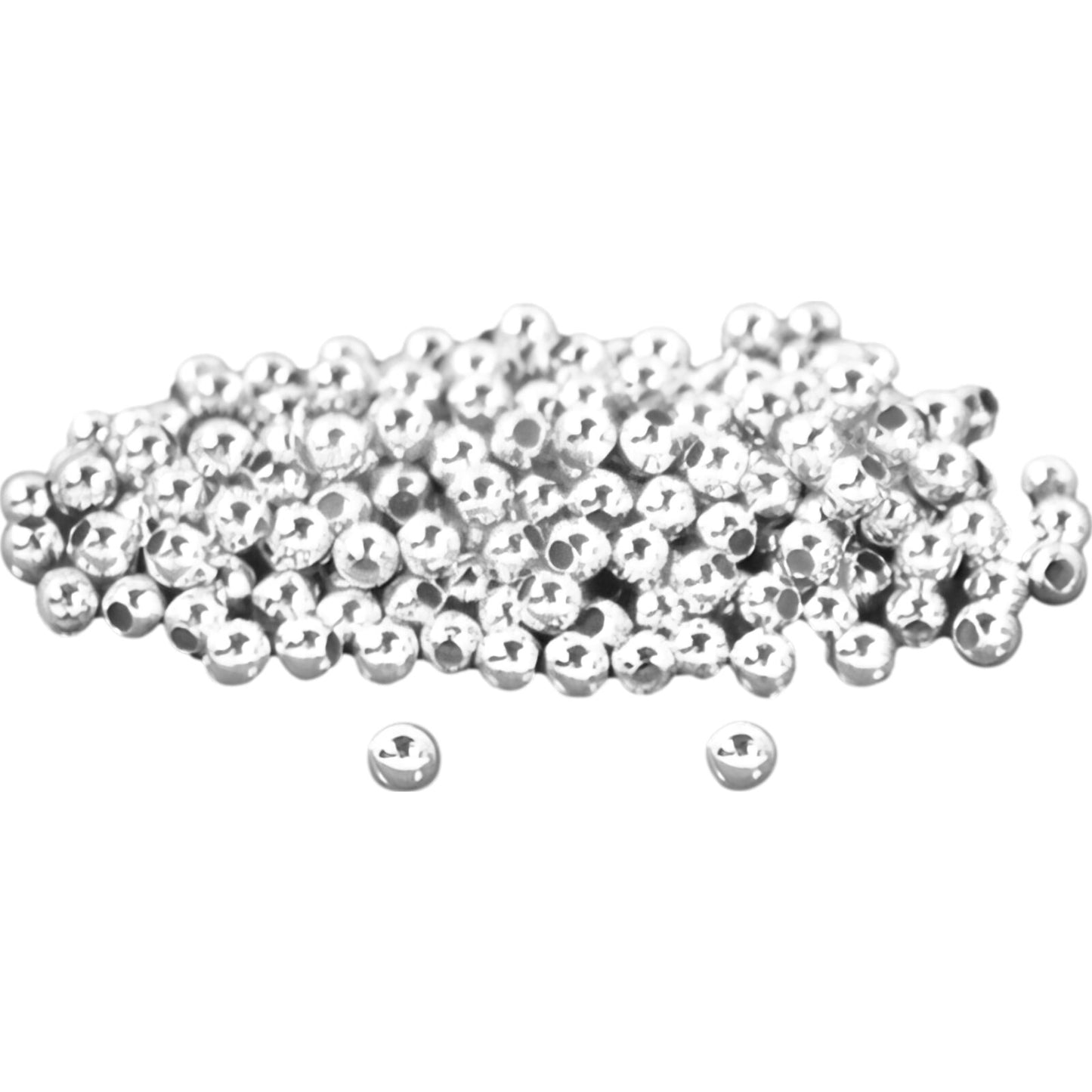 200 Polished Sterling Silver Ball Beads Jewelry Beading Making 2mm