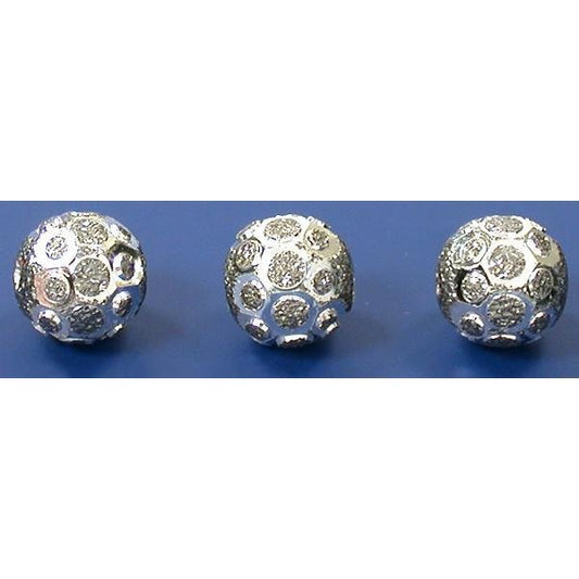 Round Beads White Plated 8mm 3Pcs