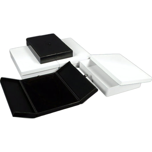 3 Large Black Necklace Snap Lid Gift Boxes Display Box