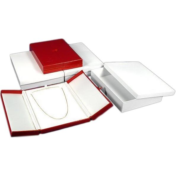 3 Large Necklace Boxes Red Leather Showcase Display