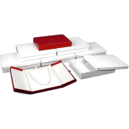 6 Large Necklace Boxes Red Leather Showcase Display