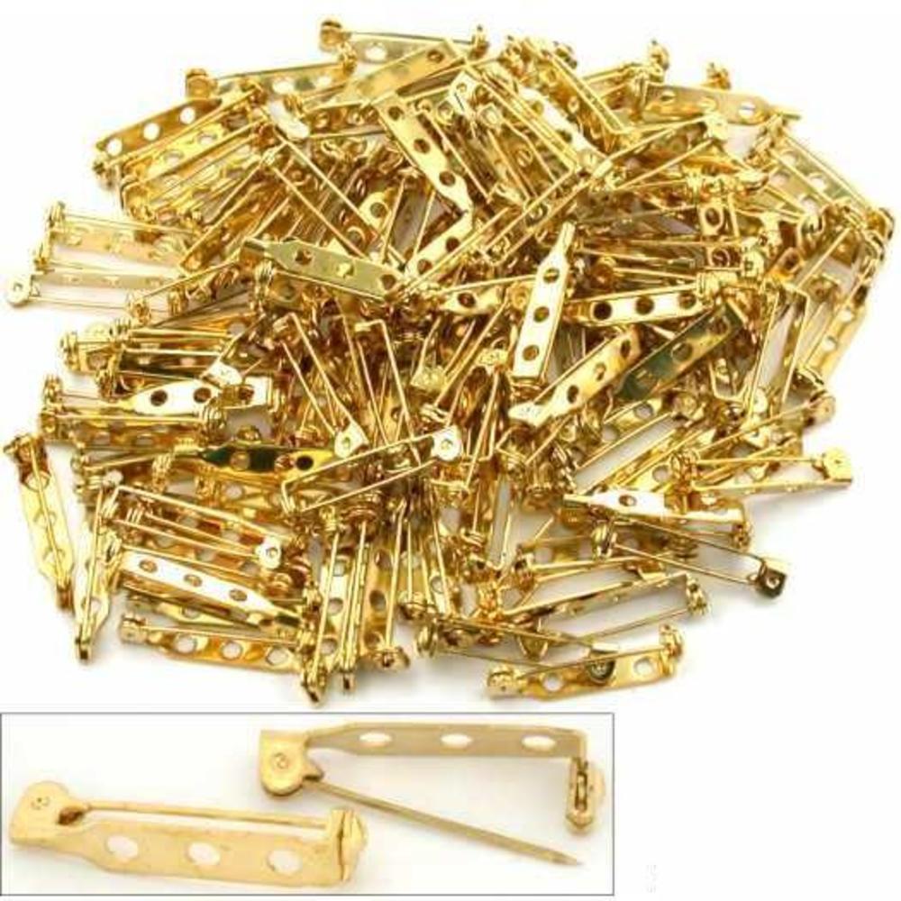 144 Gold Plated Pin Backs 27 x 5mm