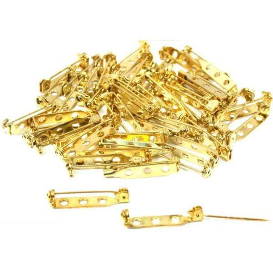 50 Gold Plated Pin Backs 27 x 5mm