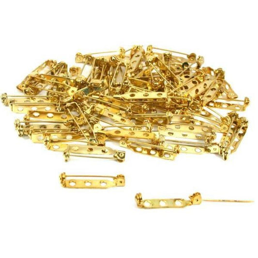 75 Gold Plated Pin Backs 27 x 5mm