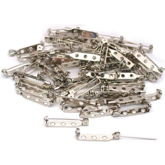 75 Nickel Plated Pin Backs 27 x 5mm
