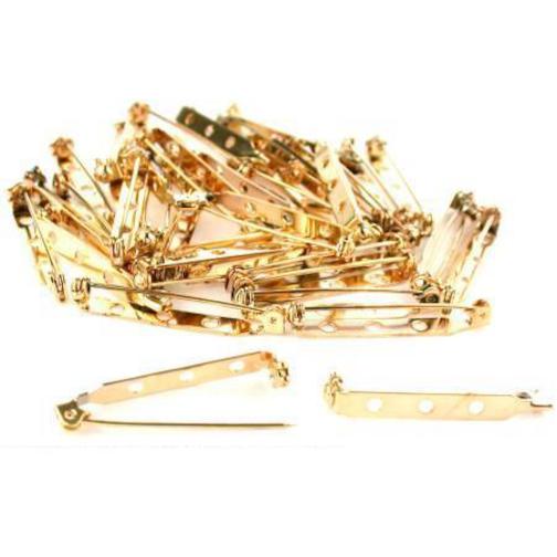40 Gold Plated Pin Backs 38 x 5mm