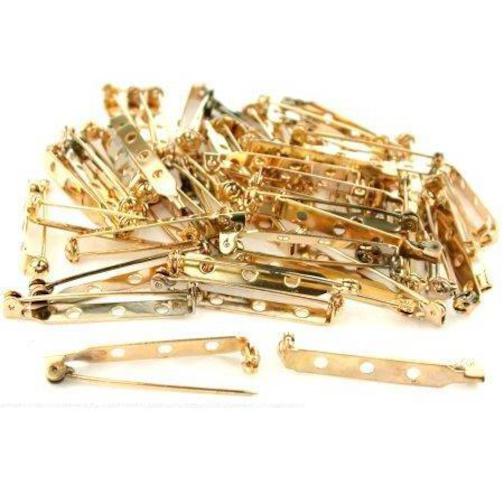 60 Gold Plated Pin Backs 38 x 5mm