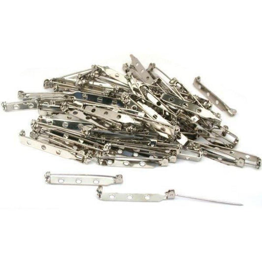 75 Nickel Plated Pin Backs 38 x 5mm