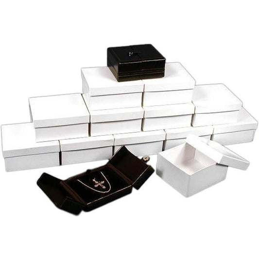 12 Pendant Necklace Boxes Black Leather Gift Display