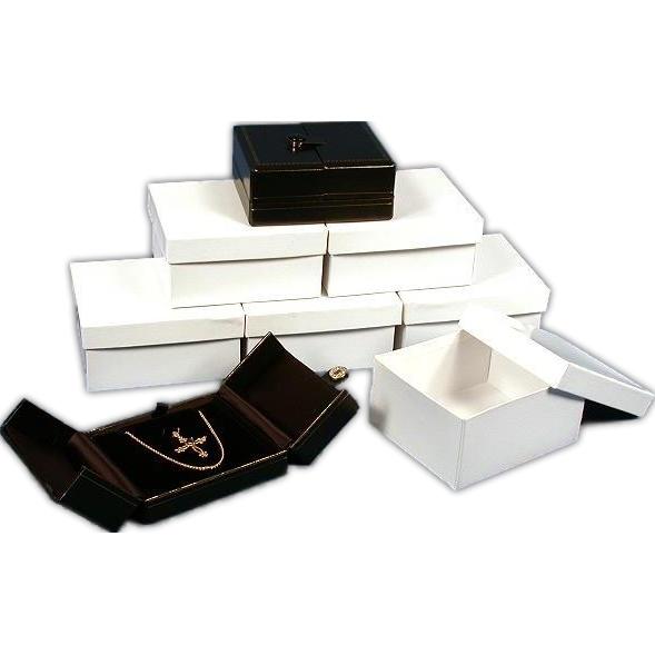 6 Pendant Necklace Boxes Black Leather Gift Display