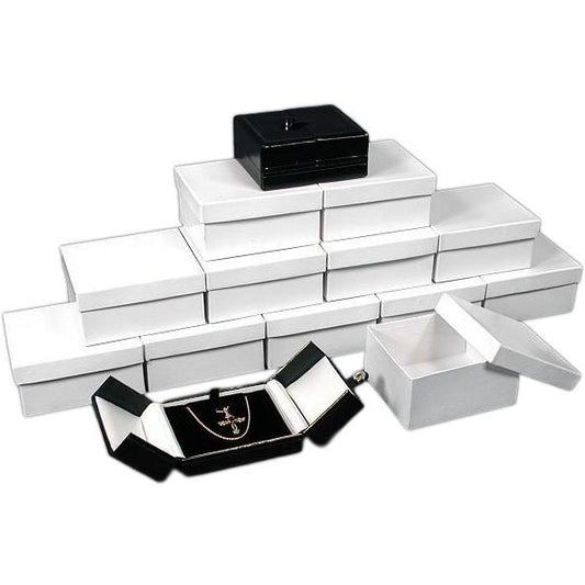 12 Pendant Necklace Boxes Black White Leather Display
