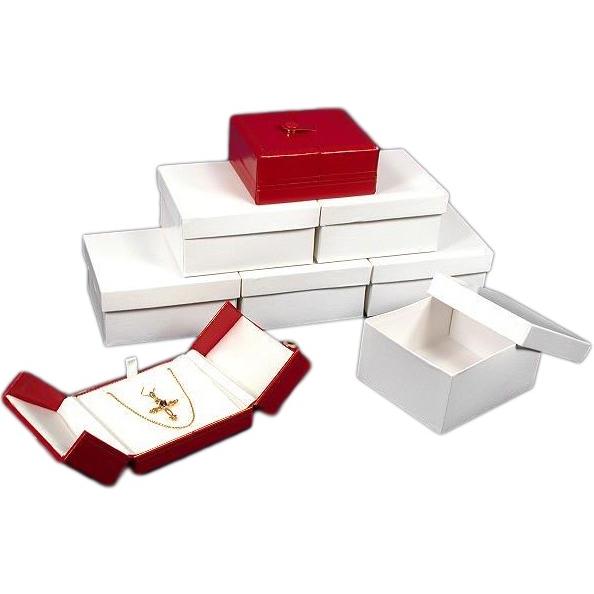 6 Red Pendant Boxes with Snap Lids 3 1/2"