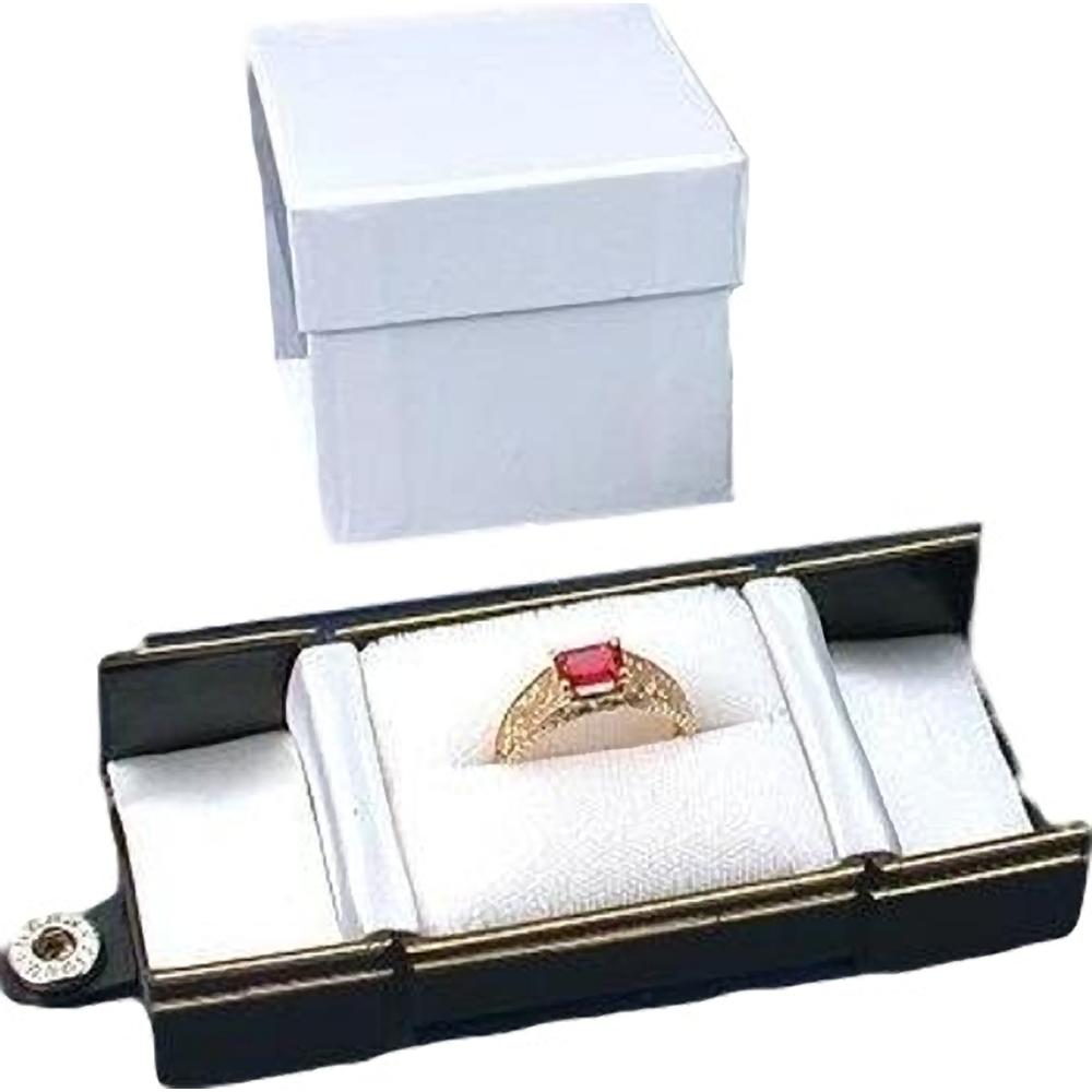 Ring Snap Lid Gift Box Black Faux Leather 1 3/8" (Only 1 Box)