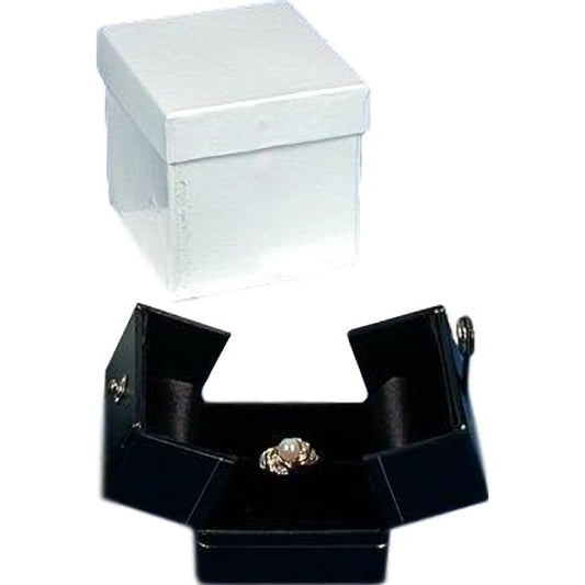 Ring Snap Lid Gift Box Black Faux Leather 2" (Only 1 Box)