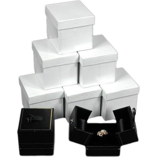 6 Large Black Ring Gift Boxes with Snap Lids