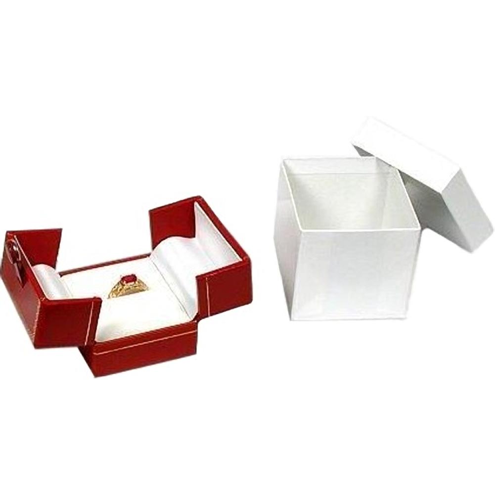 Ring Snap Lid Gift Box Red Faux Leather 1 3/4"  (Only 1 Box)