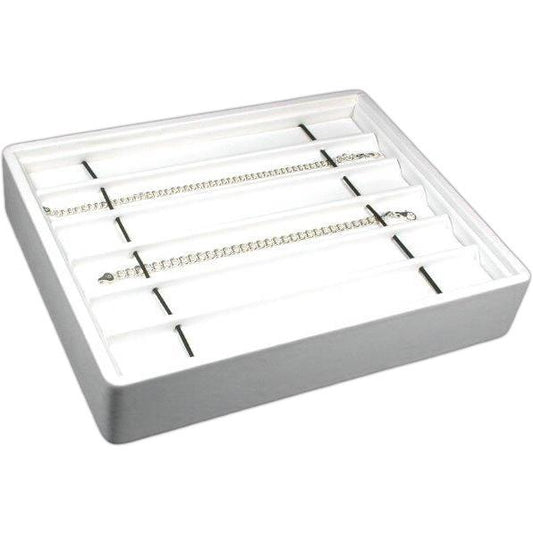 Stackable Bracelet Tray White Faux Leather 8 7/8"
