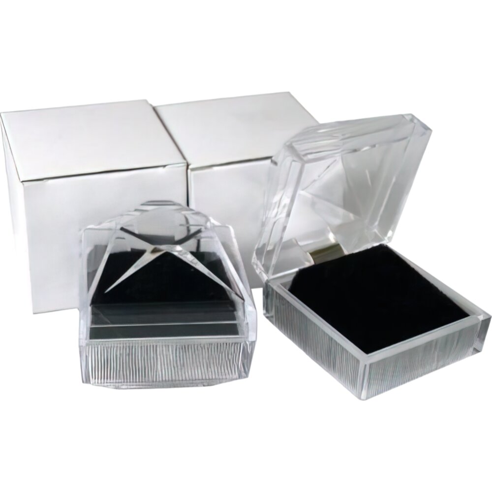 Earring Box Set 2 Earring Gift Boxes Crystal Clear Velvet Display – FindingKing