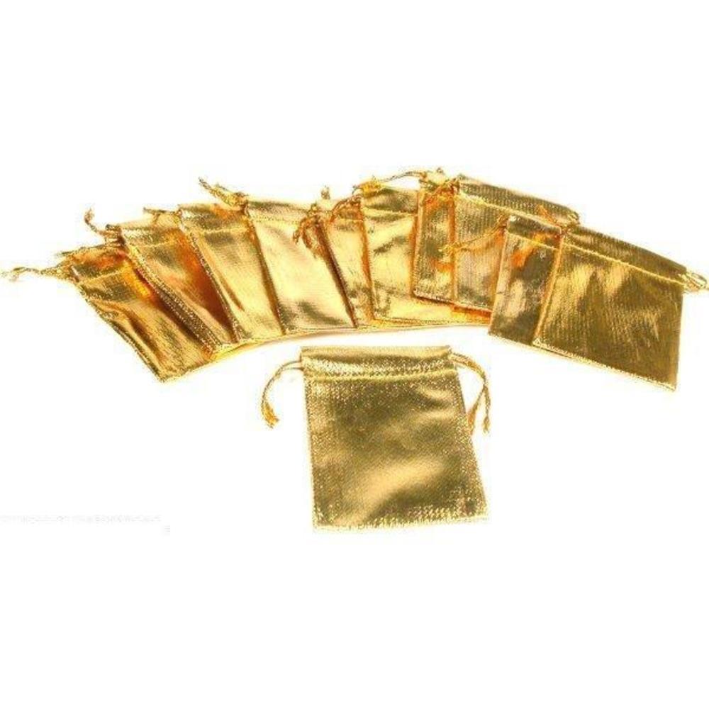 24 Pouches Gold Gift Bags Drawstring Jewelry Favor 2"