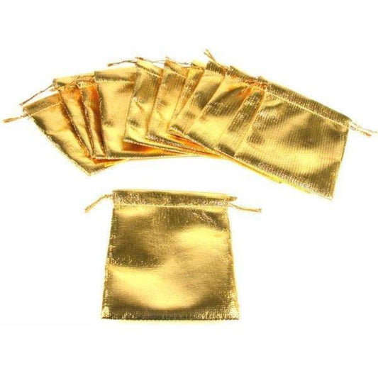 Gold Gift Bag Drawstring Jewelry Pouches 3" Kit 144 Pcs