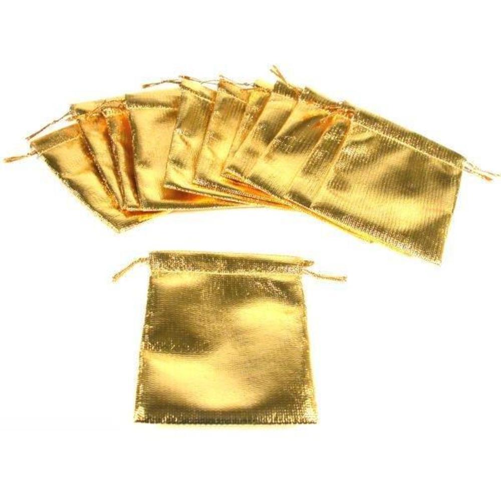 48 Pouches Gold Gift Bags Drawstring Wedding Jewelry 3"