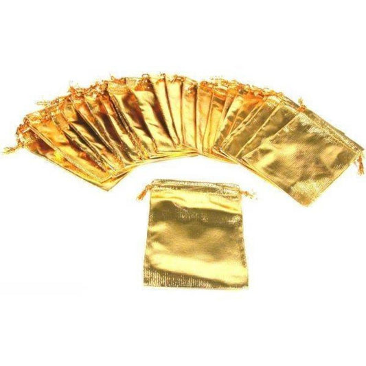 24 Pouches Gold Gift Bag Drawstring Jewelry 4"