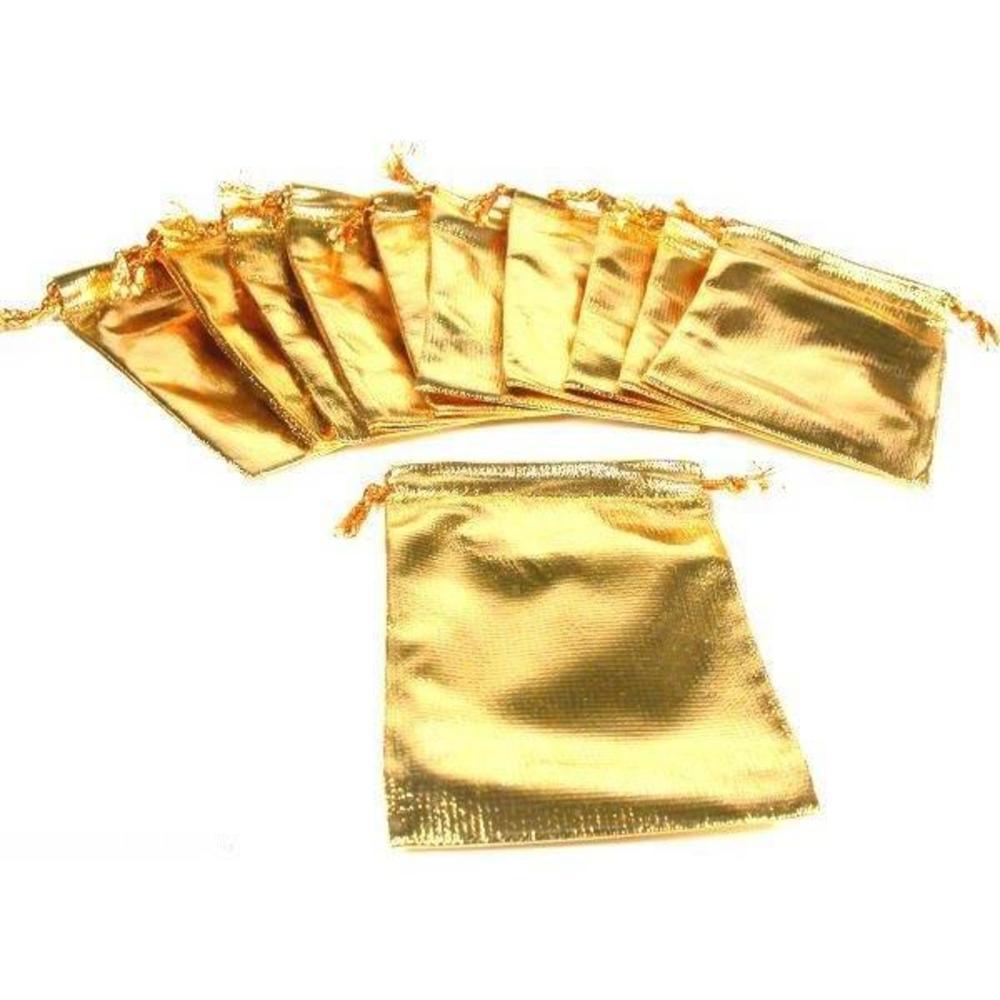 24 Pouches Gold Gift Bag Drawstring Jewelry 4"