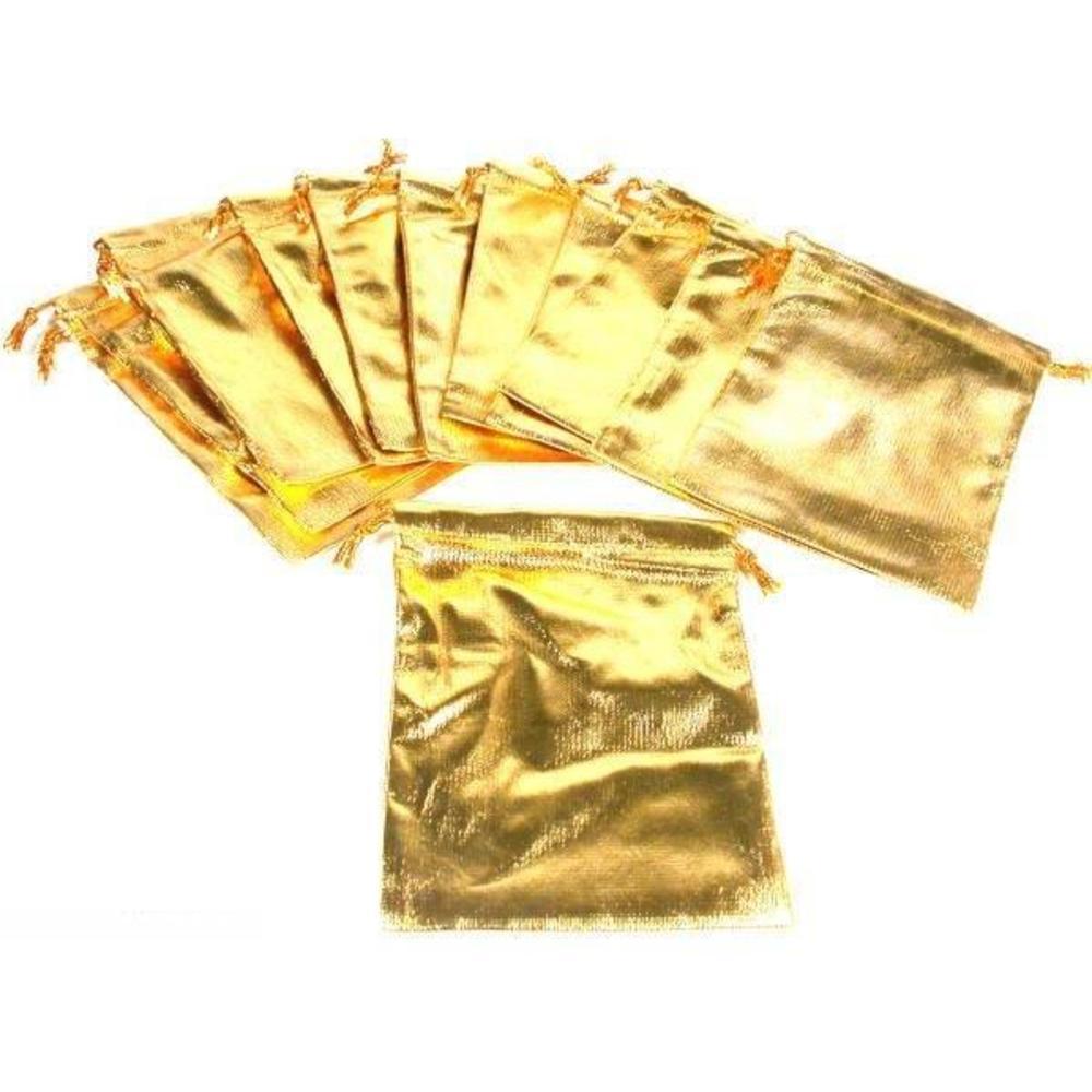 24 Pouches Gold Gift Bag Drawstring Jewelry 4" x 5"