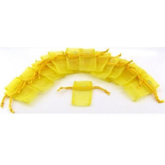 24 Yellow Organza Drawstring Jewelry Pouches 2"