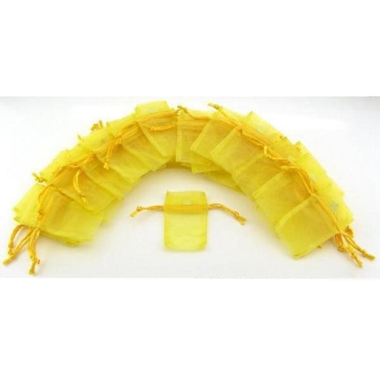 48 Yellow Organza Drawstring Jewelry Pouches 2"