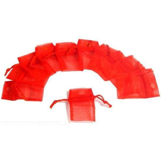 Organza Drawstring Pouches Red 2" 12Pcs