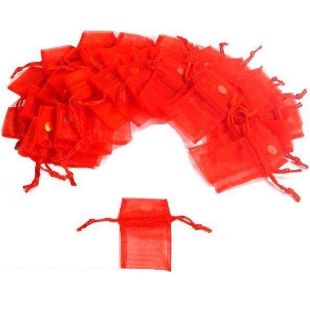 48 Red Organza Drawstring Jewelry Pouches 2"