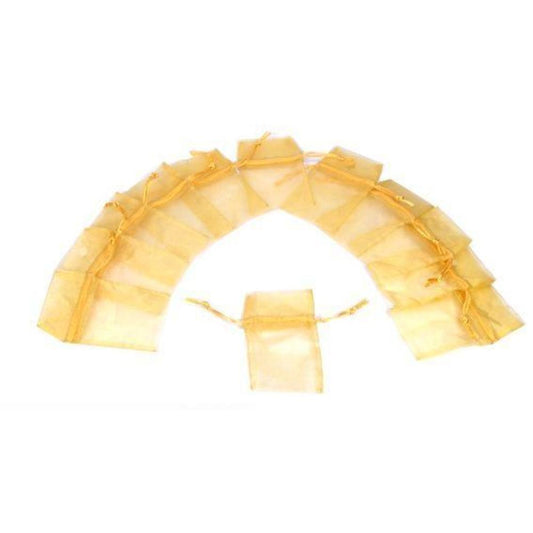Organza Drawstring Pouches Yellow 3" 12Pcs