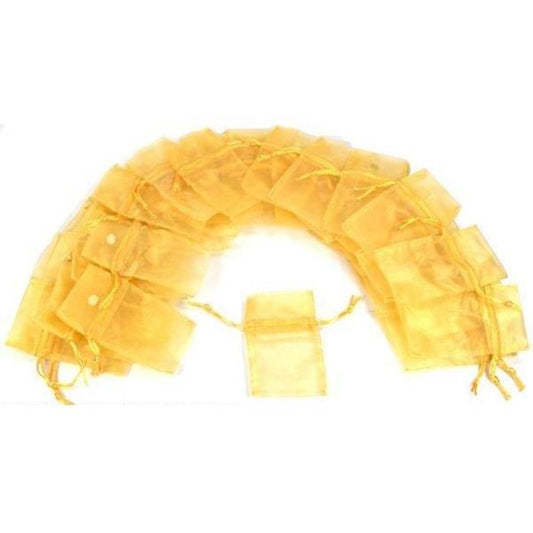 48 Yellow Organza Drawstring Jewelry Pouches 3"