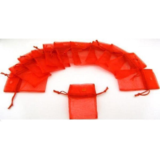 Organza Drawstring Pouches Red 3" 12Pcs