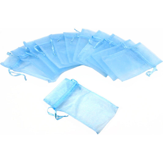 Light Blue Organza Drawstring Jewelry Gift Bag Pouches 3" x 4" Kit 144 Pcs